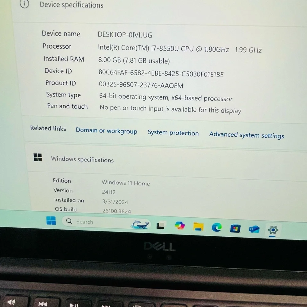 Dell XPS 13 9370 i7 Laptop -8GB RAM, Windows 11
